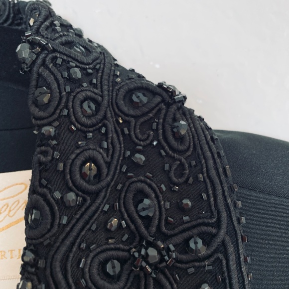 Rickie Freeman Womens Tuxedo Jacket Size 8 Black 100% Silk Beaded Elegant Party - Picture 3 of 14